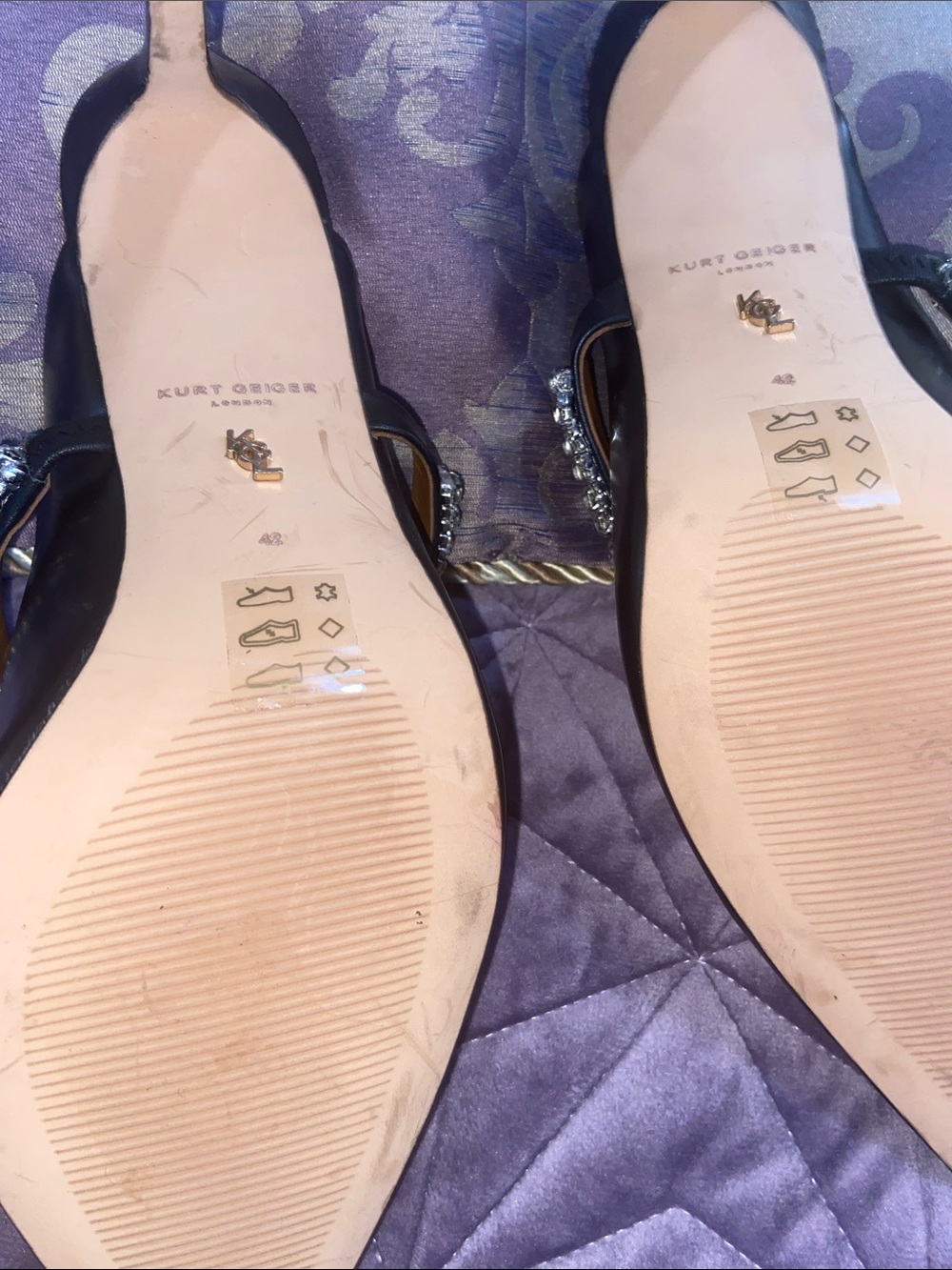 Kurt Geiger Black Pointed-Toe Mules with Crystal Strap - Picture 7 of 7